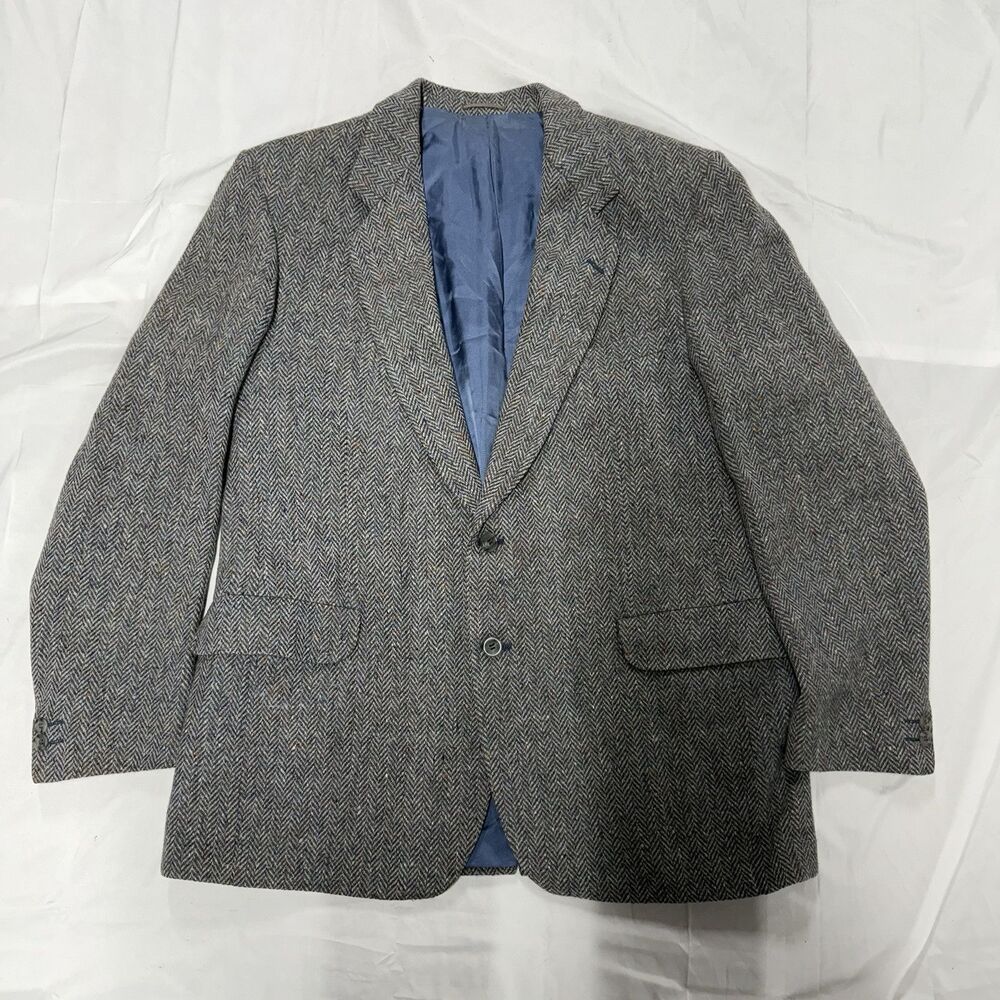 Magee Donegal Handwoven Pure Wool Gray Sport Coat Blazer Size 44 Reg